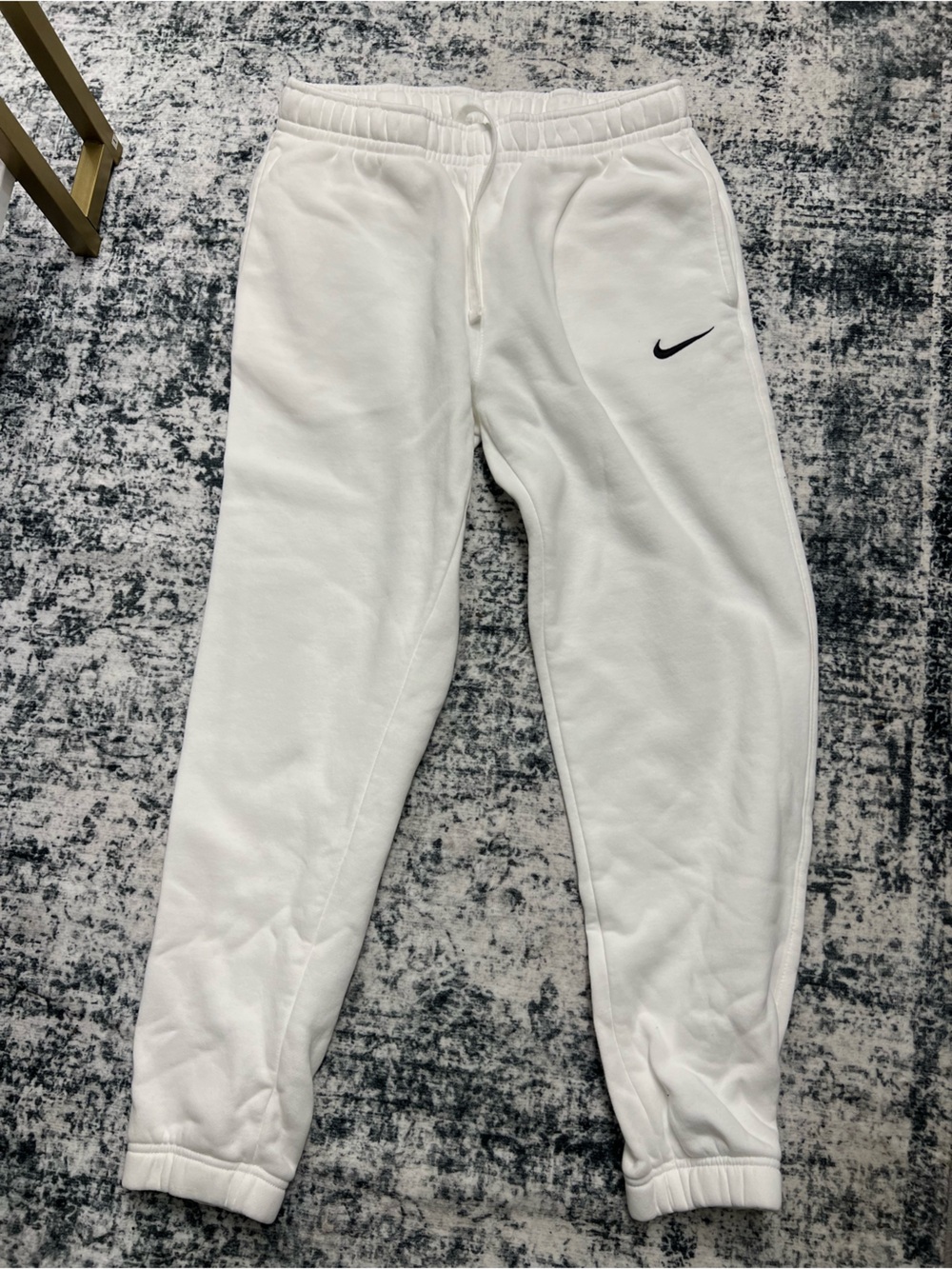 Nike White Joggers with Black Swoosh